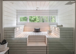 Massivholzhaus Cube – Weiße Sauna