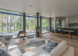 Modernes Blockhaus in Finnland - Wohnzimmer