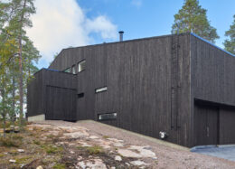 Einzigartiges schwarzes Holzhaus